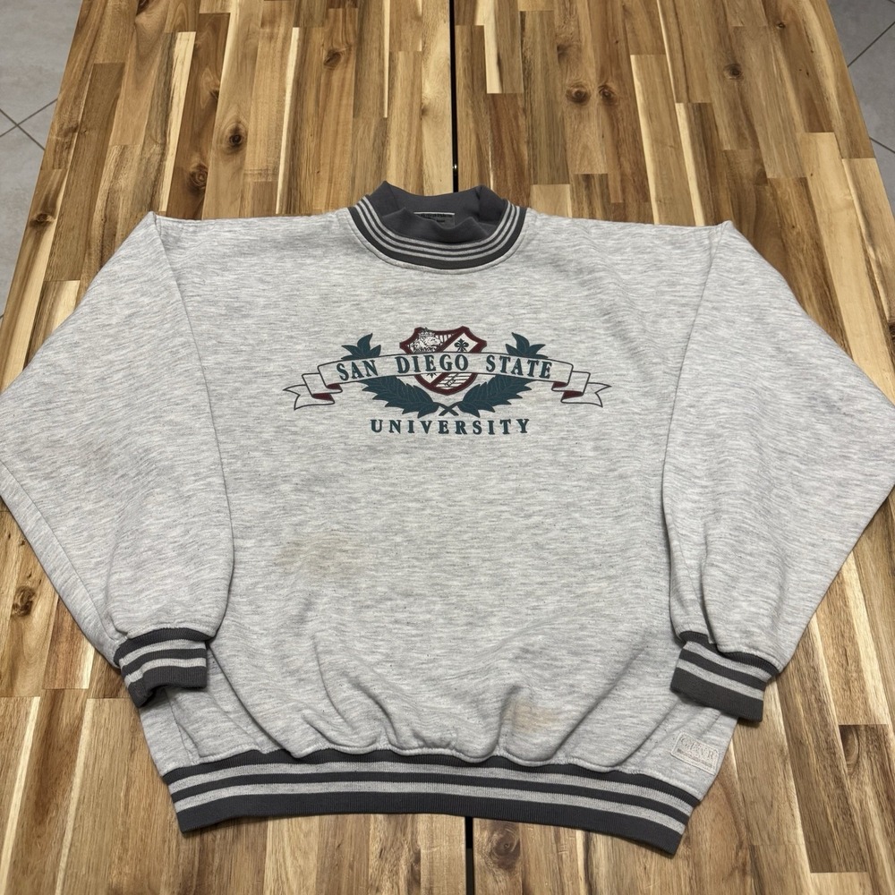 Vintage San Diego State University Sweatshirt Mens XL Gray Gear For Sports 90s